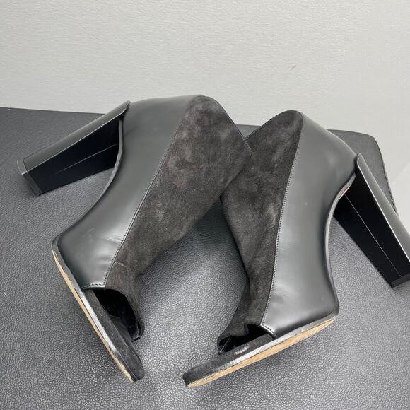 VINCE Black Boyard Two Tone Peep Toe Ankle Boots US 10 - Picture 3 of 10